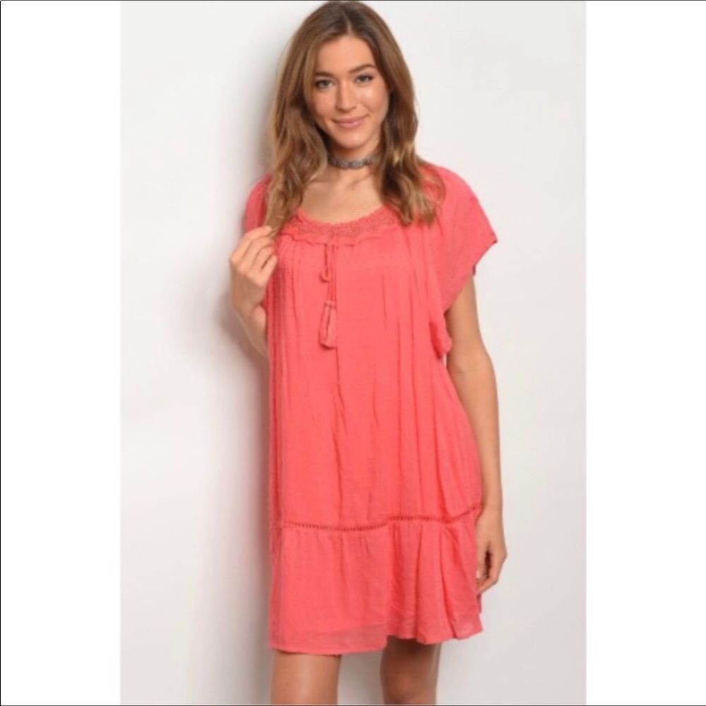 🎊closet closing. 
Coral pink Boho dress